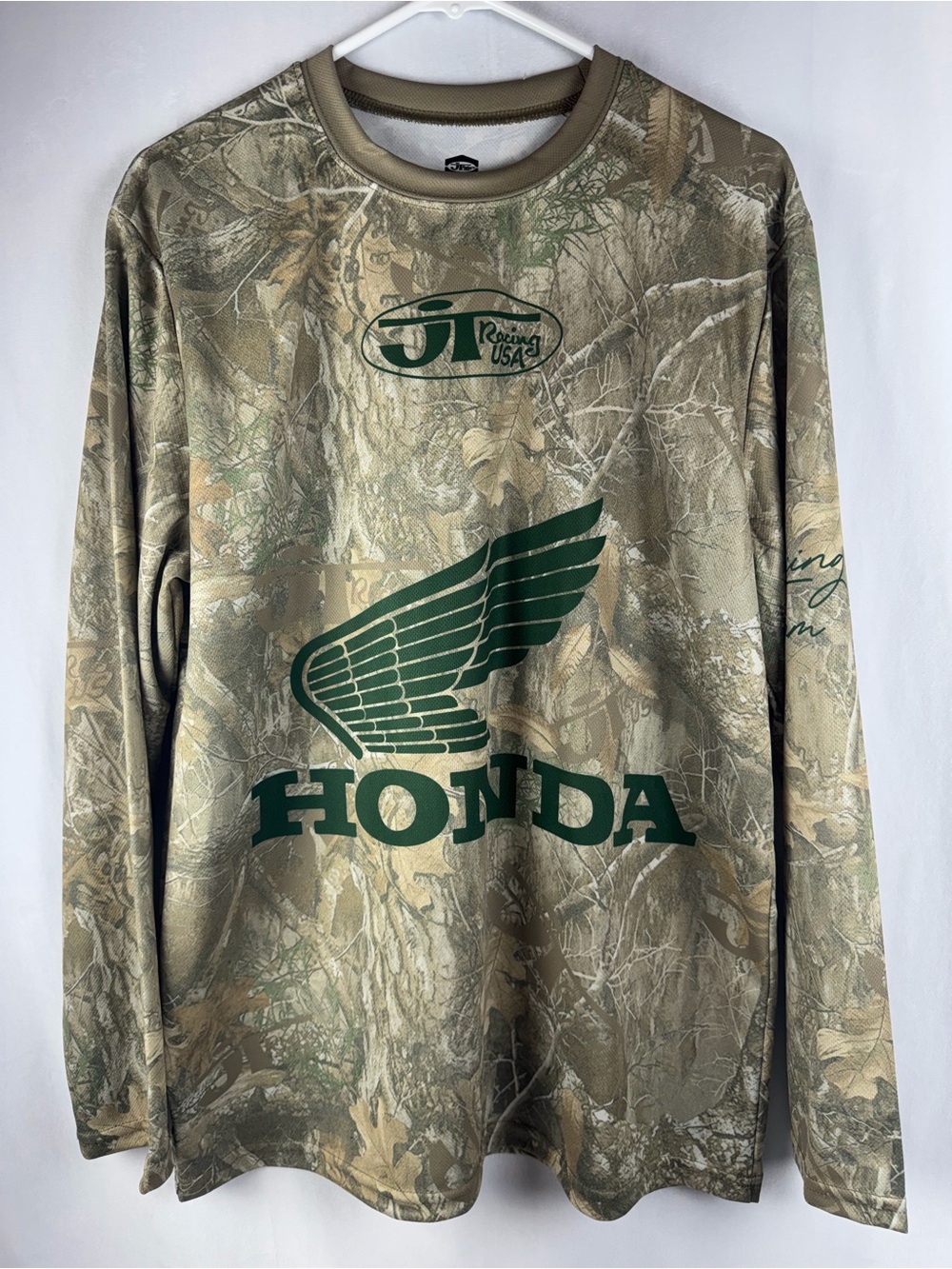 Official Licensed Honda Motorcycle JT Racing Mossy Oak Long Sleeve Jersey Size L
